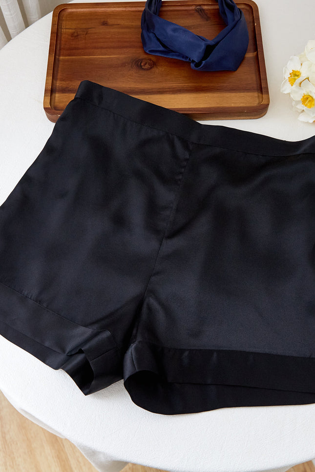 Soft Strokes Silk | Black Soar Camisole and Shorts Pyjamas Set