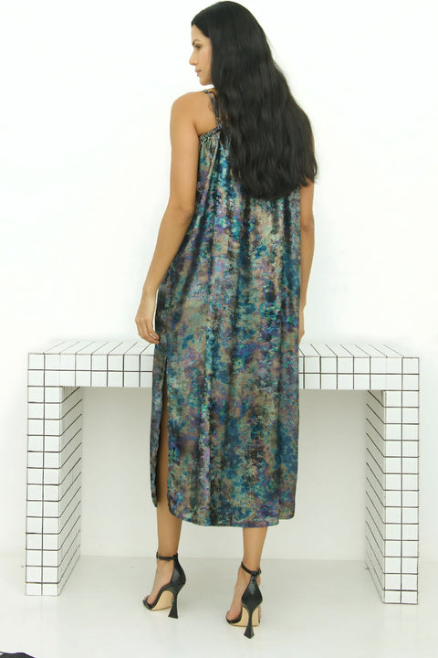 Shadow Of Sequin Shimmer Rainbow Black Maxi Dress