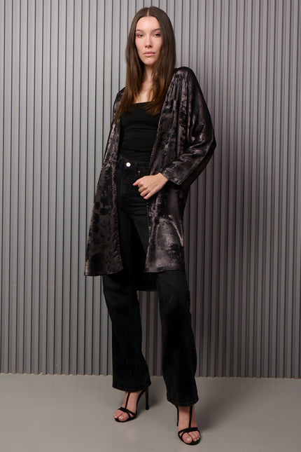 Shadow of Sequin Shimmer Black Short Kimono