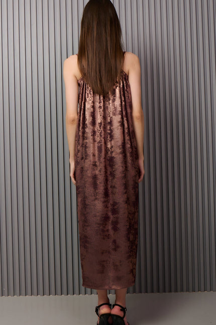 Shadow of Sequin Shimmer French Beige Maxi Dress