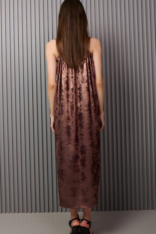 Shadow of Sequin Shimmer French Beige Maxi Dress
