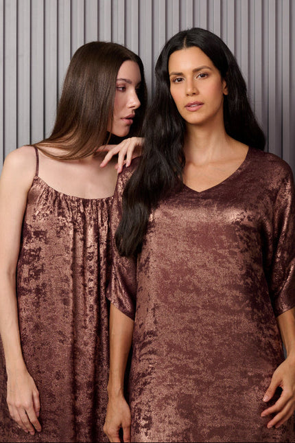 Shadow of Sequin Shimmer French Beige Maxi Dress