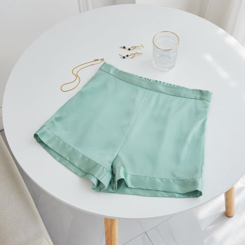 Soft Strokes Silk | Jade Soar High-Waisted Pyjamas Shorts