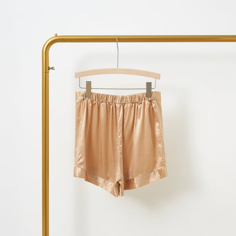Soft Strokes Silk | Champagne High-Waisted Soar Pyjamas Shorts
