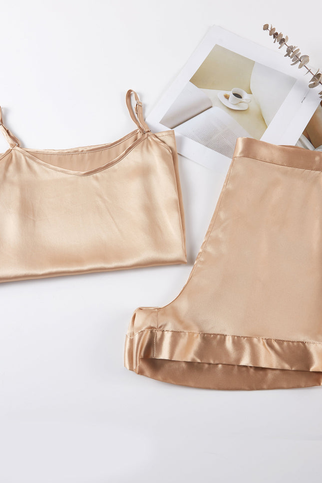Soft Strokes Silk | Champagne Soar Camisole and Shorts Pyjamas Set