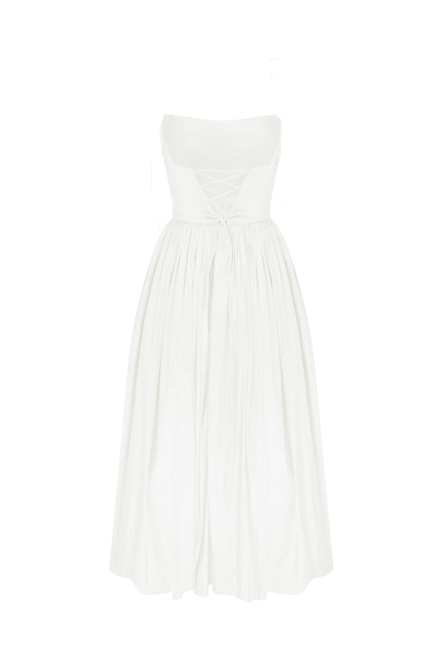 Nazli Ceren | Sibby Strapless Midi Dress in White
