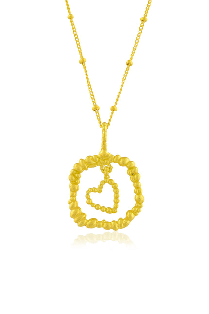 White background image of Silver Granulated Heart necklace by Arvino