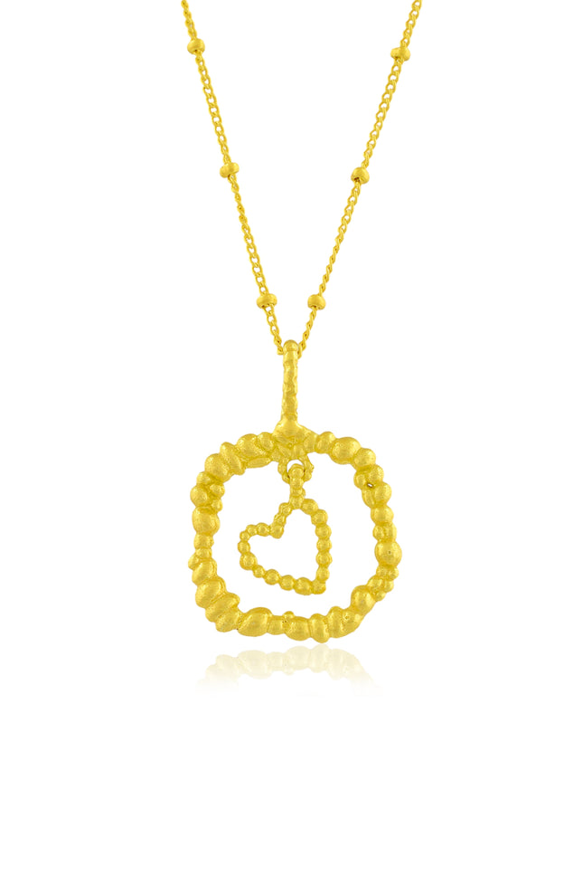 White background image of Silver Granulated Heart necklace by Arvino