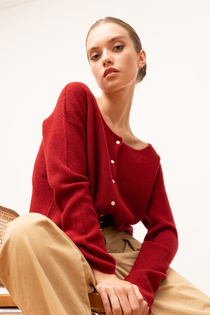 Bel Cashmere | Cárdigan Camille burdeos