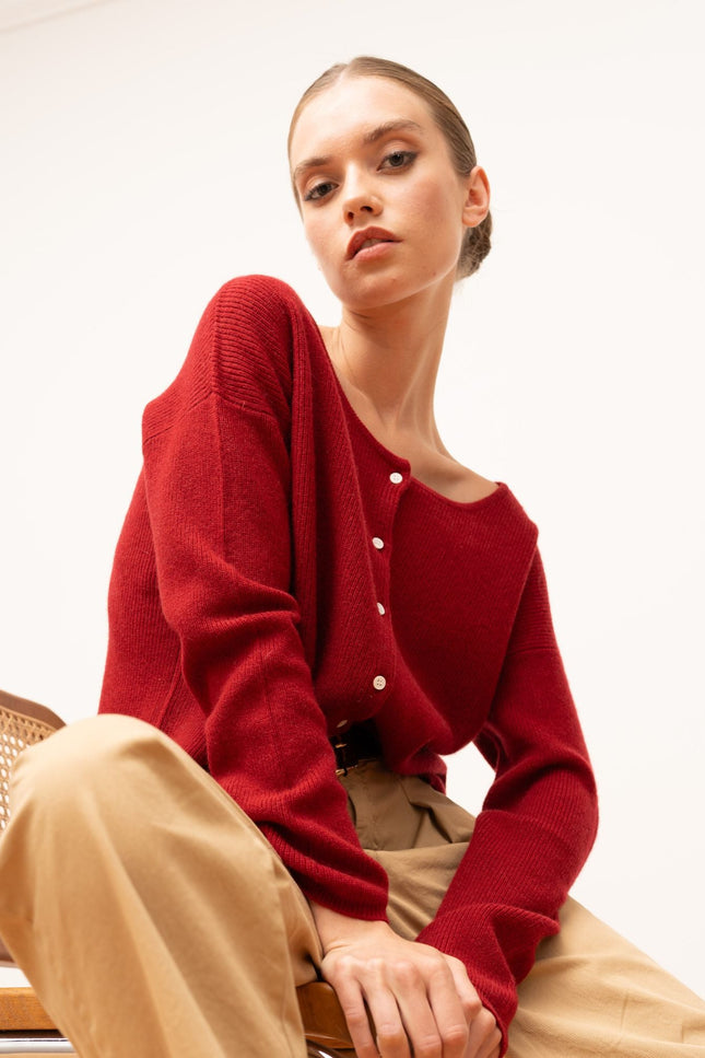 Bel Cashmere | Cárdigan Camille burdeos