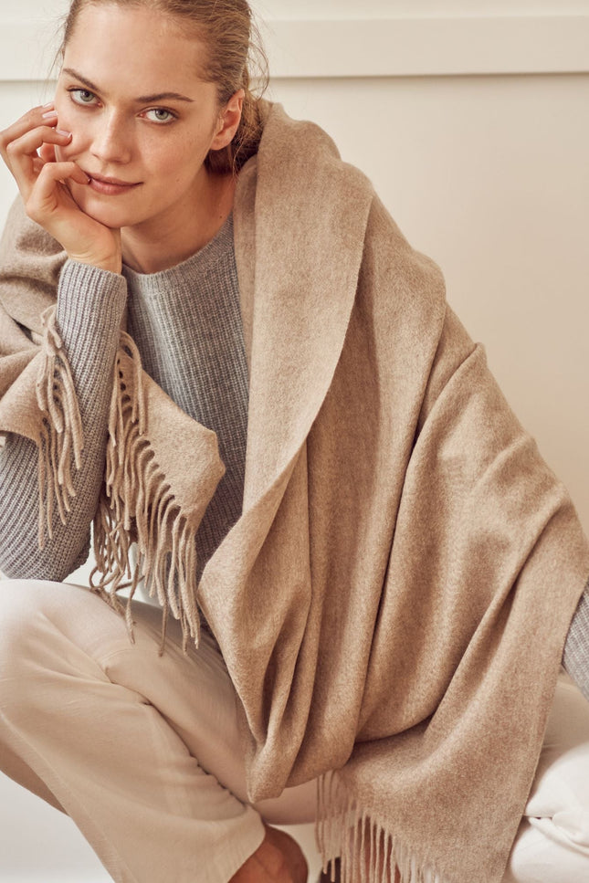 Bel Cashmere | Estola/ Bufanda grande con flecos orgánica