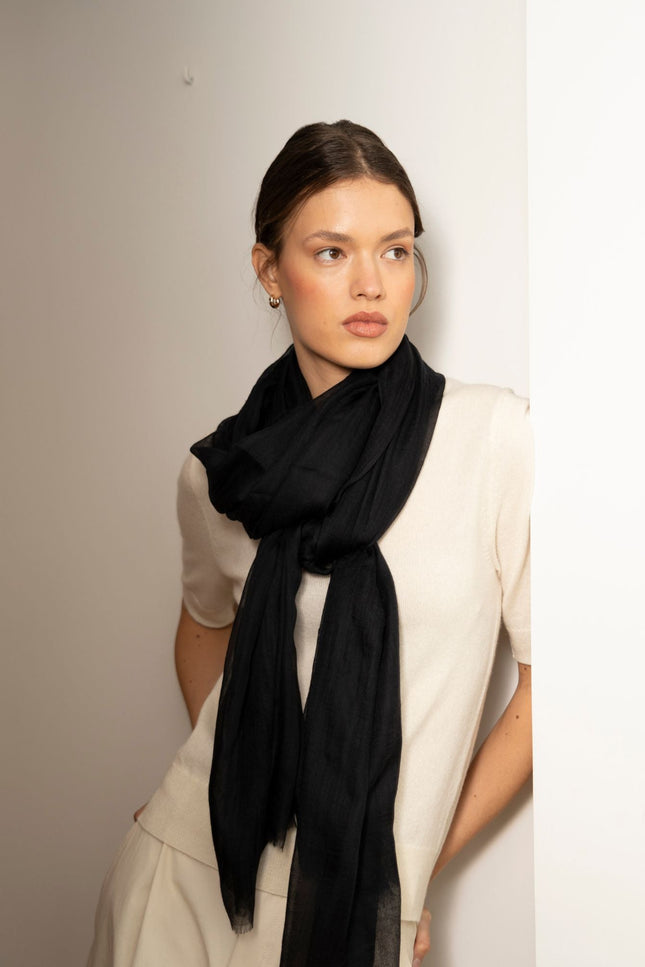 Bel Cashmere | Fular ultra fino de cashmere negro