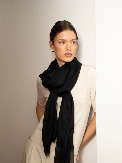 Bel Cashmere | Fular ultra fino de cashmere negro