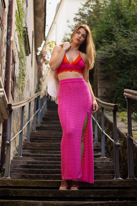 Radiant Skirt - Rose NORGÄTE alpaca knitwear sustainably made in Peru