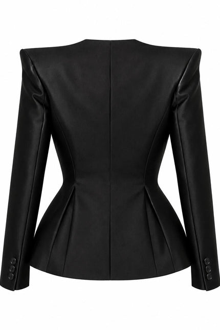 Pointed Shoulder Sculptural Blazer – Black