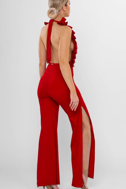 Antoninias | Spodnie Cleo Wide Leg truskawkowo-czerwone