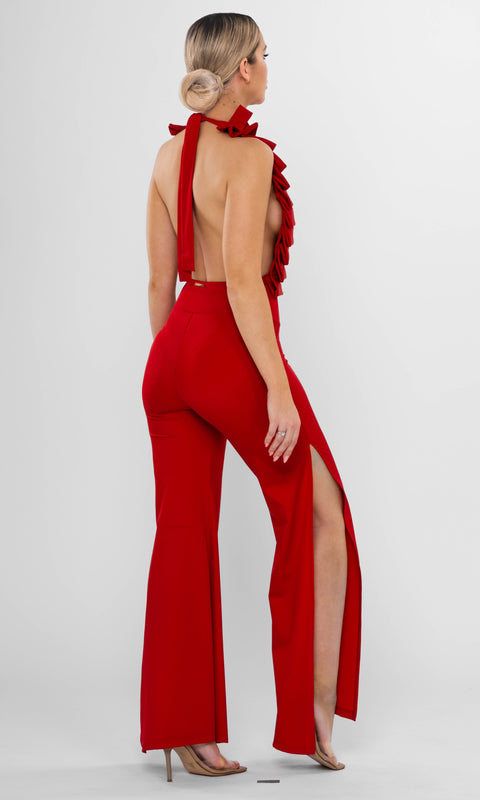 Antoninias | Cleo Wide Leg trousers strawberry red