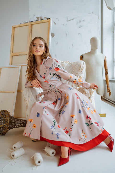 RainSisters | Sukienka rozkloszowana w kolorze czerwonym | Małe czerwone kokardki