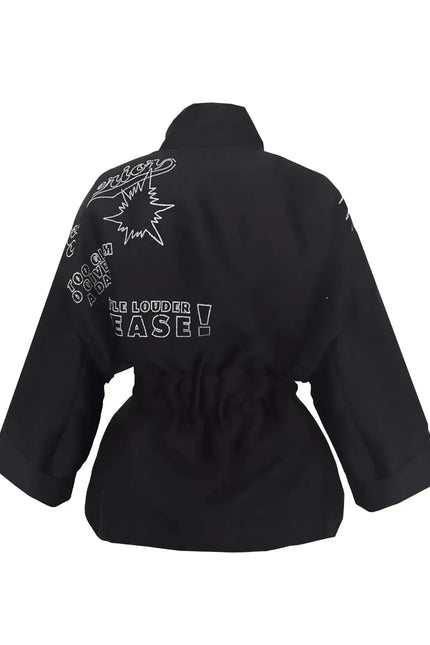Square Boxy Jacket - Black with Swarovski Details