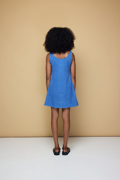 State Of Georgia I TERRINGBONE SINGLET DRESS - CLOUD BLUE