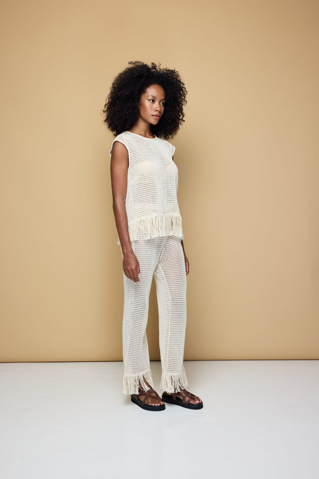 State Of Georgia I THE ERIKA KNITTED TOP - SOFT LATTE CREAM