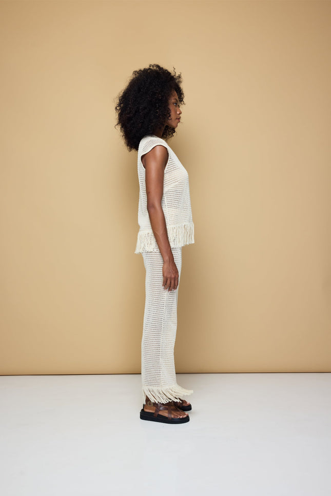 State Of Georgia I THE ERIKA KNITTED PULL ON PANTS - SOFT LATTE CREAM