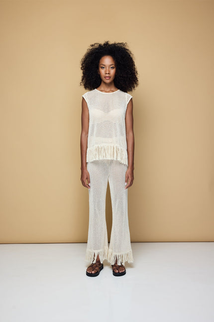 State Of Georgia I THE ERIKA KNITTED PULL ON PANTS - SOFT LATTE CREAM