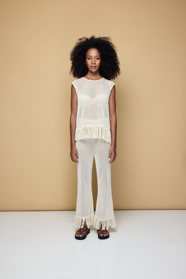 State Of Georgia I THE ERIKA KNITTED PULL ON PANTS - SOFT LATTE CREAM