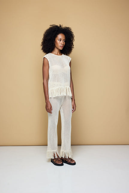 State Of Georgia I THE ERIKA KNITTED PULL ON PANTS - SOFT LATTE CREAM