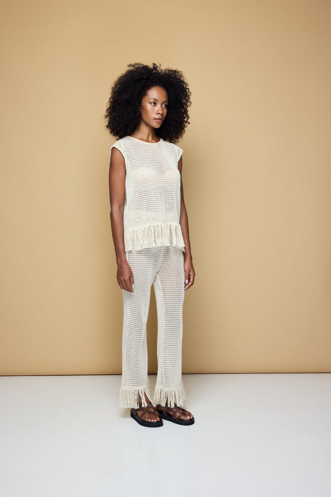 State Of Georgia I THE ERIKA KNITTED PULL ON PANTS - SOFT LATTE CREAM