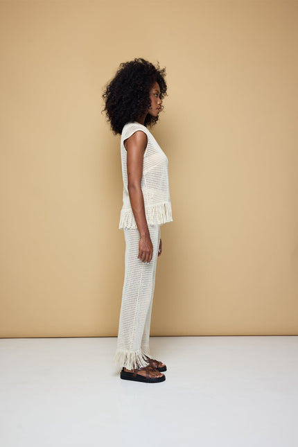 State Of Georgia I THE ERIKA KNITTED TOP - SOFT LATTE CREAM