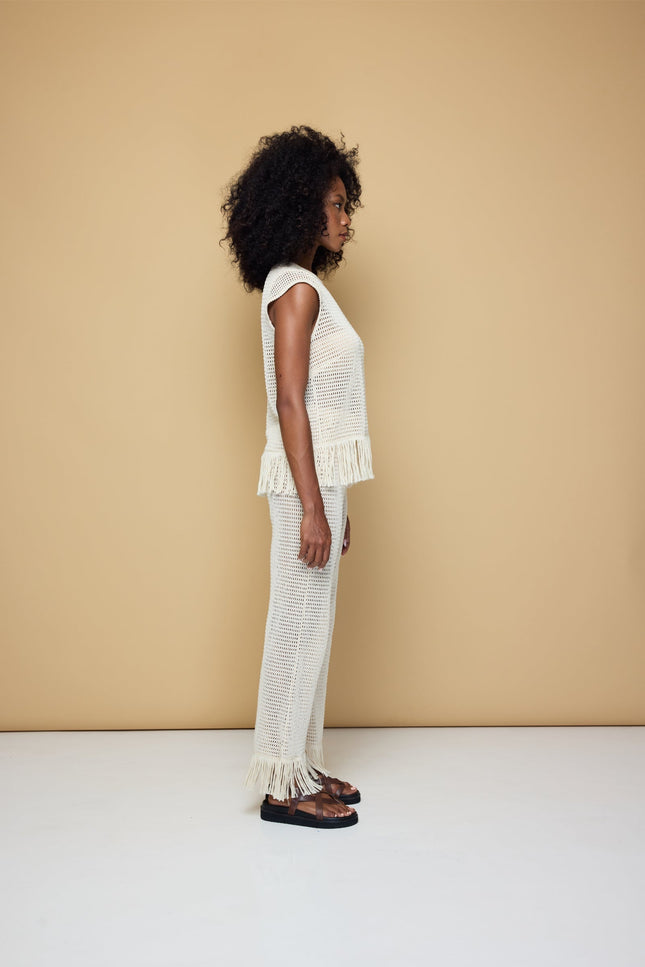 State Of Georgia I THE ERIKA KNITTED TOP - SOFT LATTE CREAM