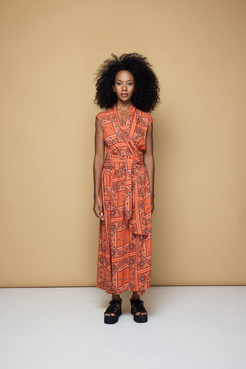 State Of Georgia I THE POINT DRESS MAXI - BANDANA BLOOD ORANGE PRINT