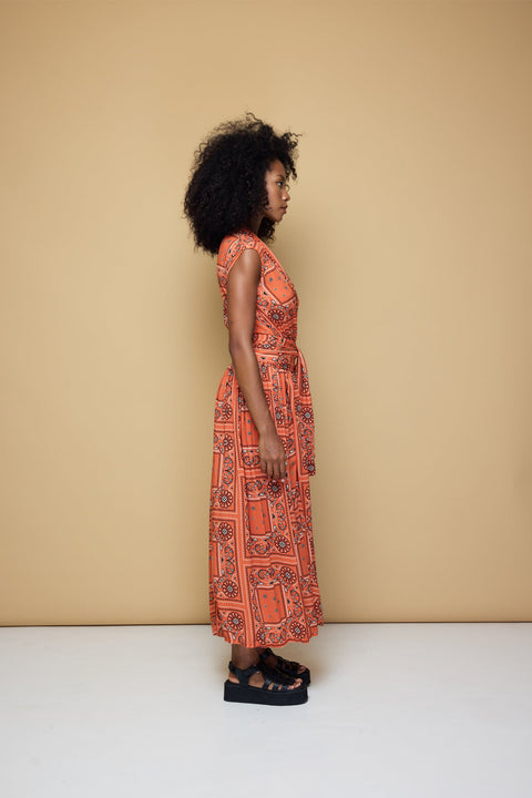 State Of Georgia I THE POINT DRESS MAXI - BANDANA BLOOD ORANGE PRINT