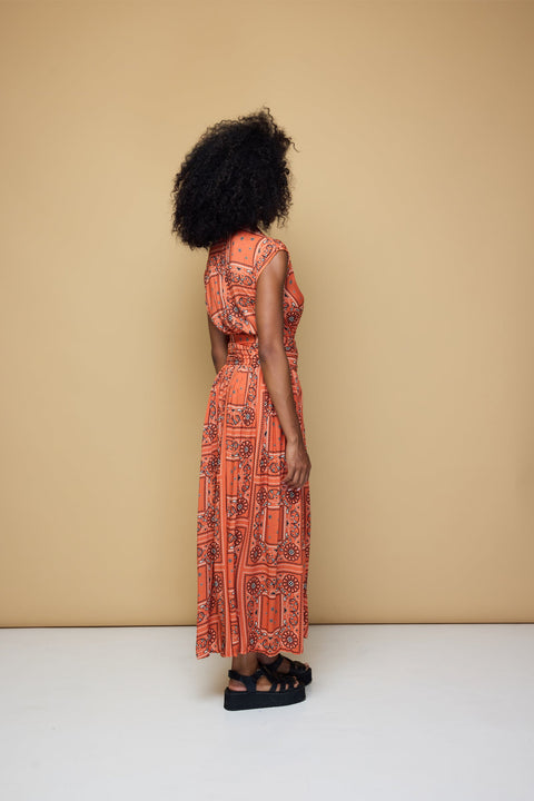 State Of Georgia I THE POINT DRESS MAXI - BANDANA BLOOD ORANGE PRINT