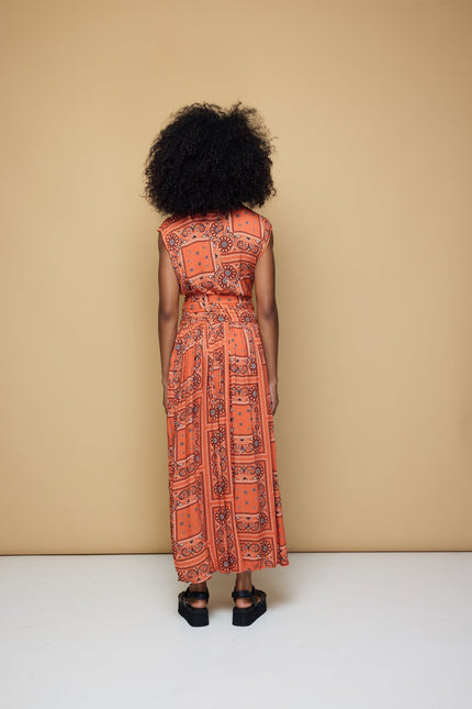 State Of Georgia I THE POINT DRESS MAXI - BANDANA BLOOD ORANGE PRINT