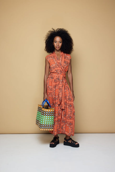 State Of Georgia I THE POINT DRESS MAXI - BANDANA BLOOD ORANGE PRINT