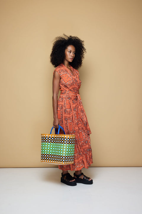State Of Georgia I THE POINT DRESS MAXI - BANDANA BLOOD ORANGE PRINT