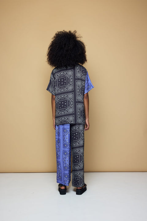 State Of Georgia I PATCHWORK SALLY ELASTIC DRAWSTRING PANTS  - PATCHWORK BANDANA STATE  BLUE/BLACK/LIME