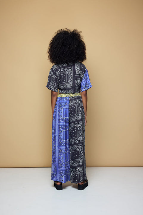 State Of Georgia I PATCHWORK SALLY ELASTIC DRAWSTRING PANTS  - PATCHWORK BANDANA STATE  BLUE/BLACK/LIME