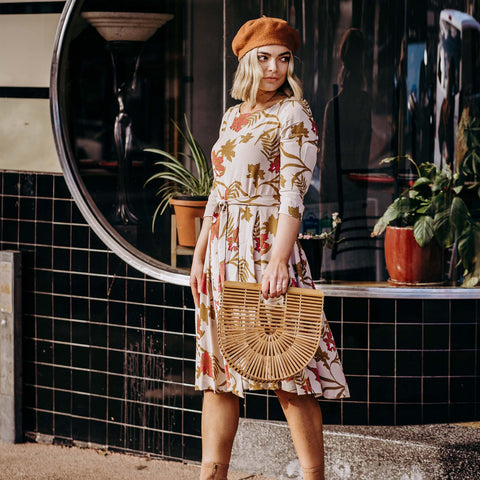 Violet Fish I Stormy Weather Dress - Mystery Gardenia Sand Rose