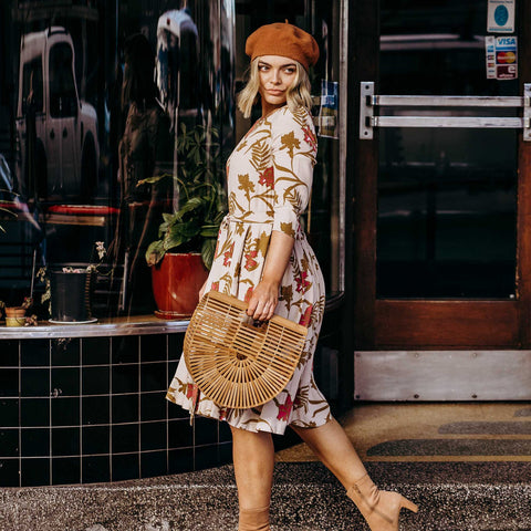 Violet Fish I Stormy Weather Dress - Mystery Gardenia Sand Rose