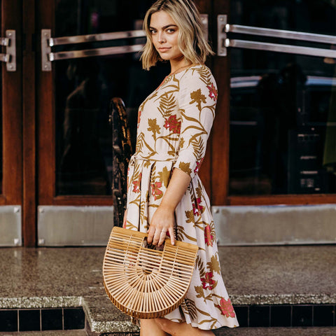 Violet Fish I Stormy Weather Dress - Mystery Gardenia Sand Rose