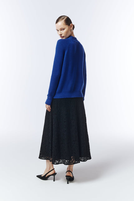 Back view of Sour Figs sapphire blue jumper highlighting relaxed fit