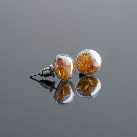 My Little Nature I Stud Earrings With Natural Amber Stones