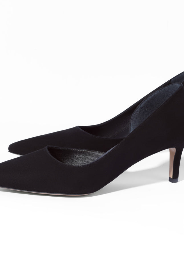 Suede leather stilettos in black suede 5 cm & memory foam insole 