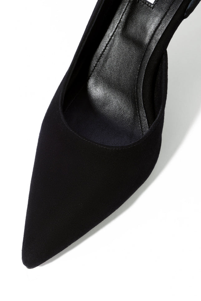 Suede leather stilettos in black suede 5 cm heel and pointed toe