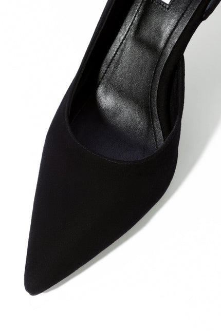 Suede leather stilettos in black suede 5 cm heel and pointed toe