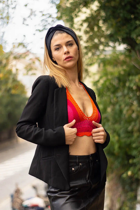 Sunset Crochet Top - Orange NORGÄTE alpaca knitwear sustainably made in Peru