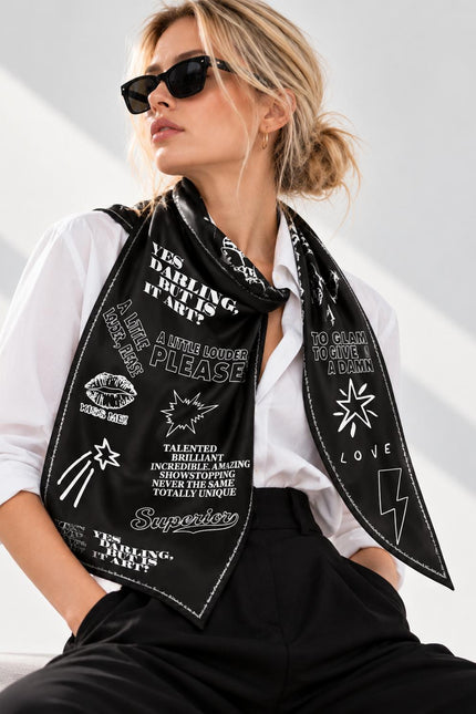 Scarf - Black with Swarovski Details